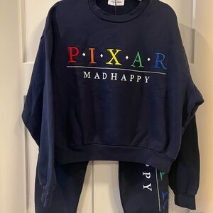 Madhappy navy Sweatpants and sweatshirt with Rainbow Logo Pixar